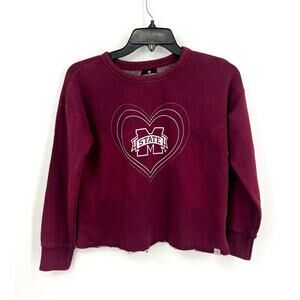 COLOSSEUM Girls Mississippi State Crop Crewneck Sweatshirt Large Maroon Red NWT